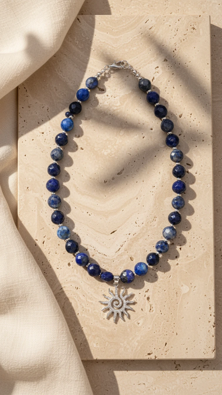 Yassı Kesim Lapis Çelik Kolye