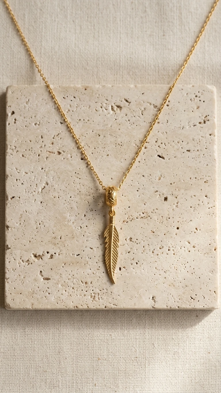 Kuş Tüyü Gümüş Kolye