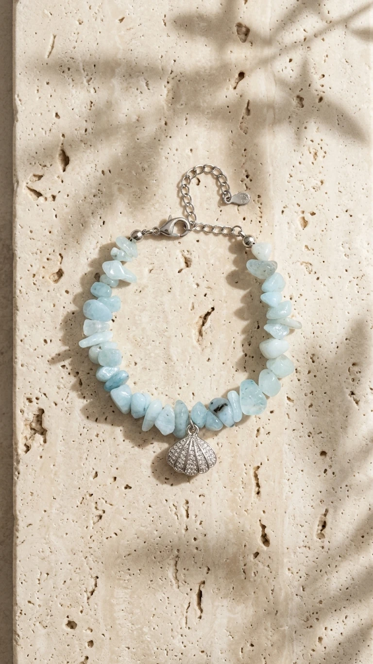 Kırık Aquamarin Çelik Bileklik