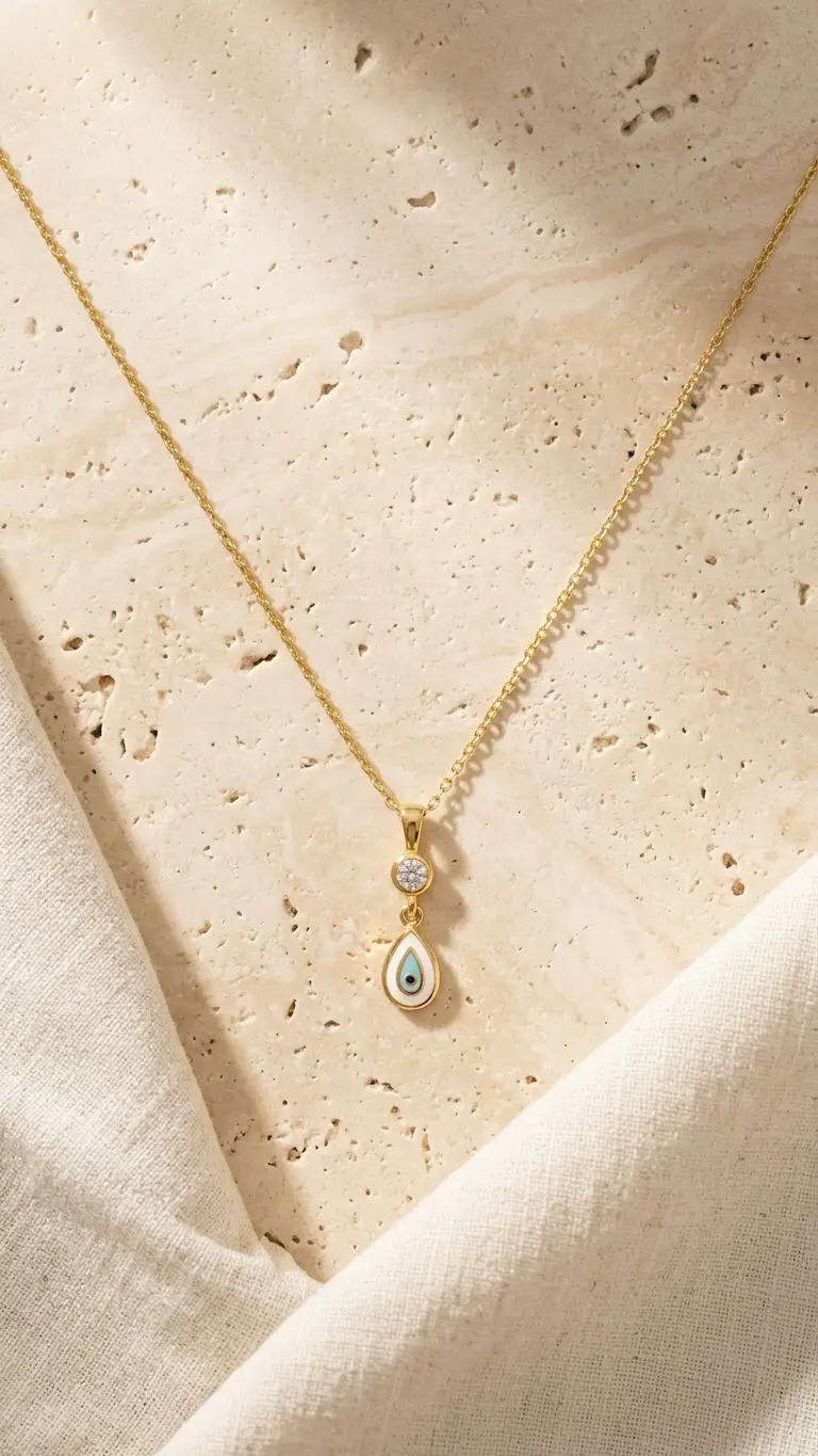 Nazar Boncuklu Gümüş Kolye 